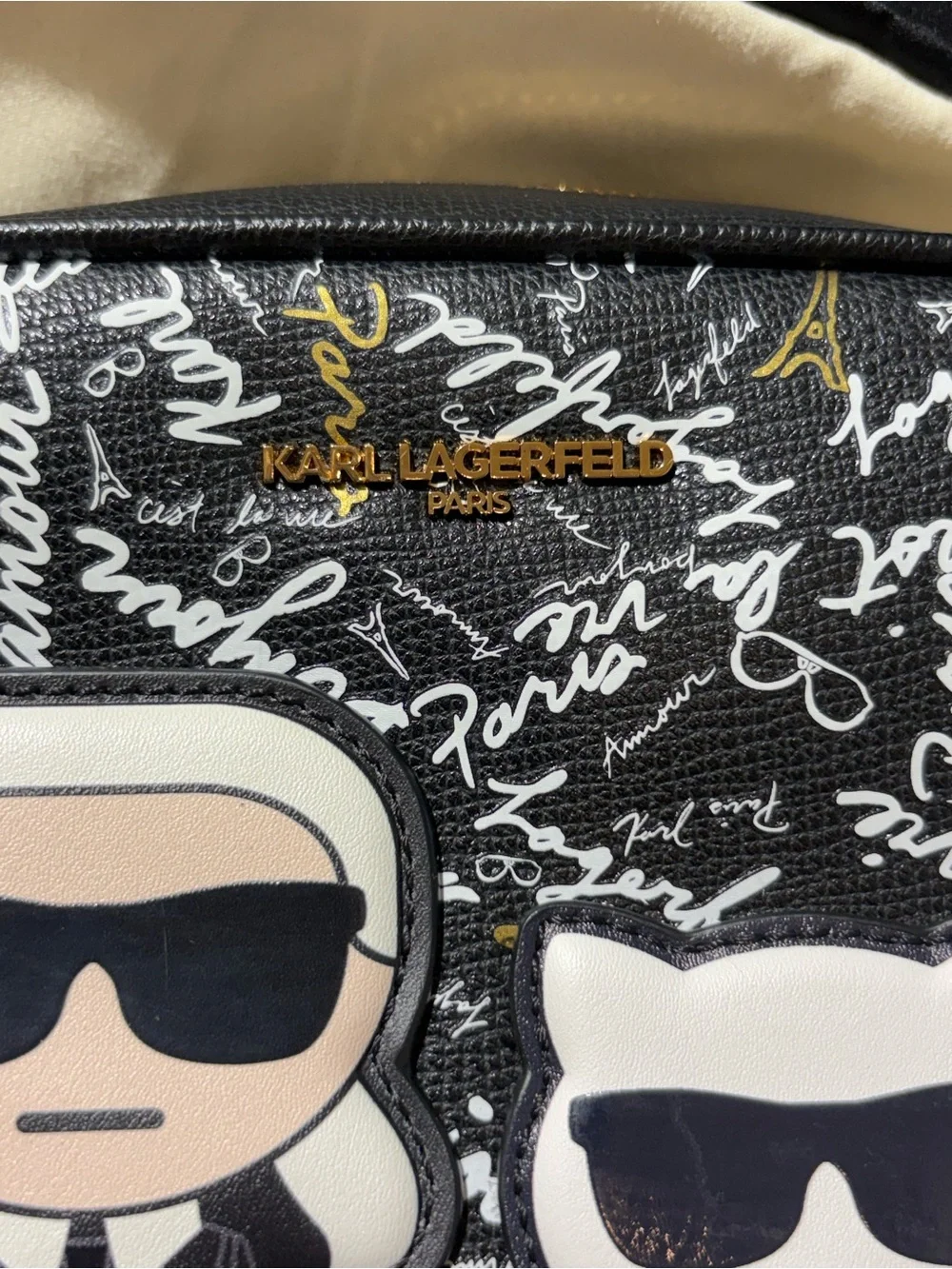Karl Lagerfeld Black Graphic Character Crossbody Bag